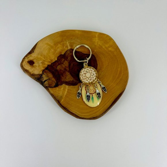 VINTAGE 🪶 DREAM CATCHER KEYCHAIN . DREAMCATCHER FEATHER NATIVE VIBE KEY RING - Picture 4 of 12